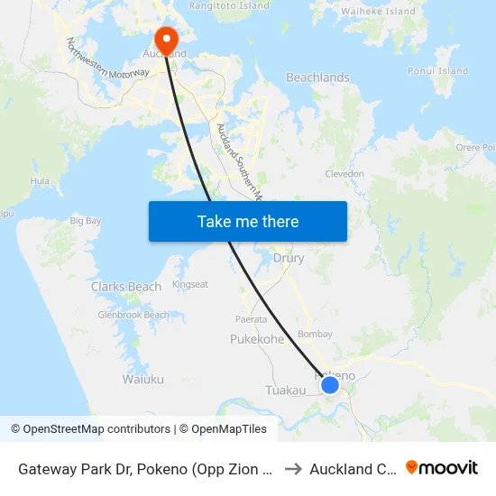 Gateway Park Dr, Pokeno (Opp Zion Motorhomes) to Auckland Central map