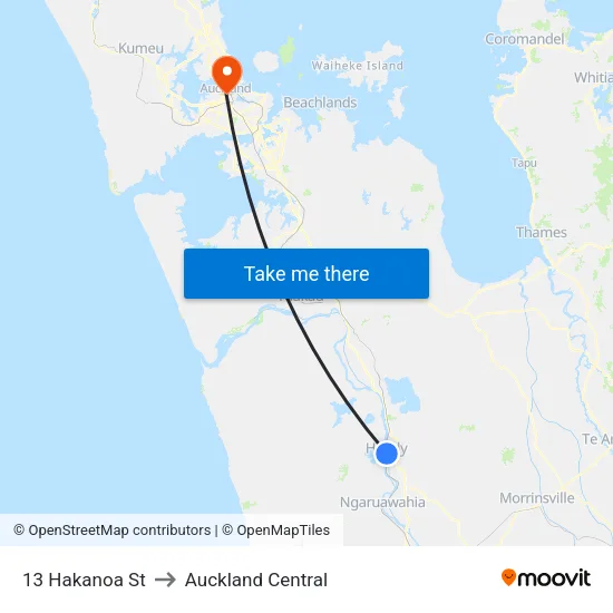13 Hakanoa St, Huntly to Auckland Central map