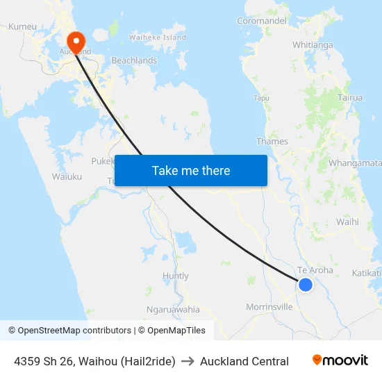 4359 Sh 26, Waihou (Hail2ride) to Auckland Central map