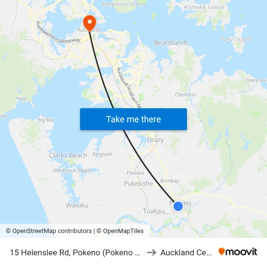 15 Helenslee Rd, Pokeno (Pokeno School) to Auckland Central map