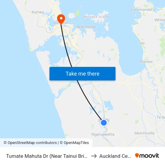 Tumate Mahuta Dr, Huntly (Near Tainui Bridge Rd) to Auckland Central map