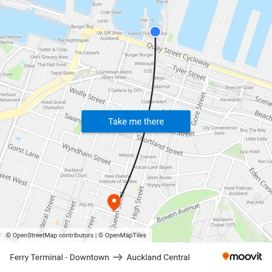 Ferry Terminal - Downtown to Auckland Central map