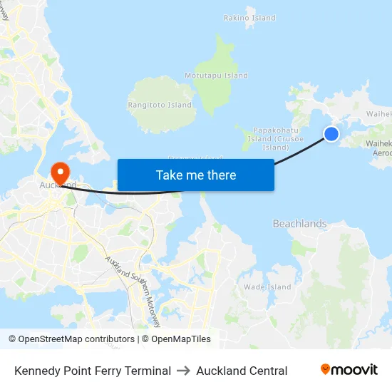 Kennedy Point Ferry Terminal to Auckland Central map