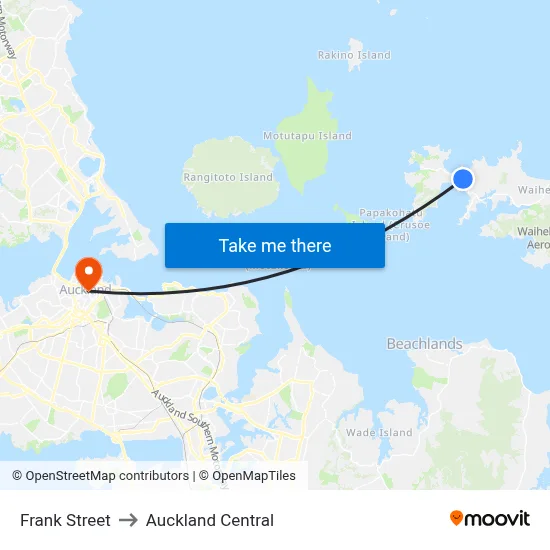 Frank Street to Auckland Central map