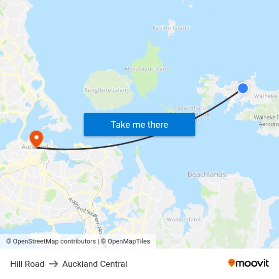 Hill Road to Auckland Central map