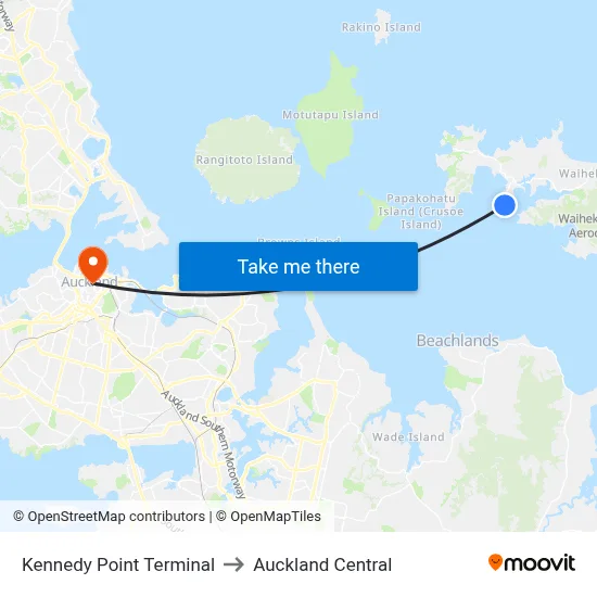Kennedy Point Terminal to Auckland Central map
