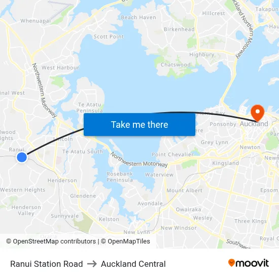 Ranui Station Road to Auckland Central map