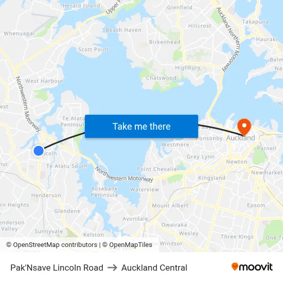 Pak'Nsave Lincoln Road to Auckland Central map