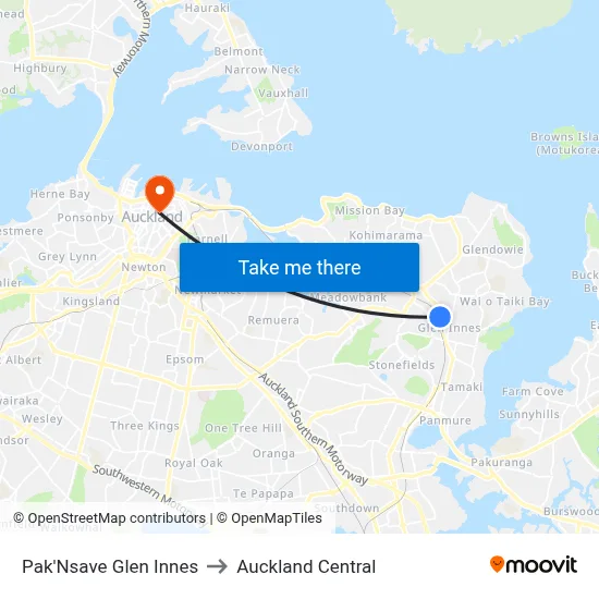 Pak'Nsave Glen Innes to Auckland Central map