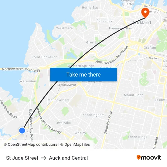 St Jude Street to Auckland Central map