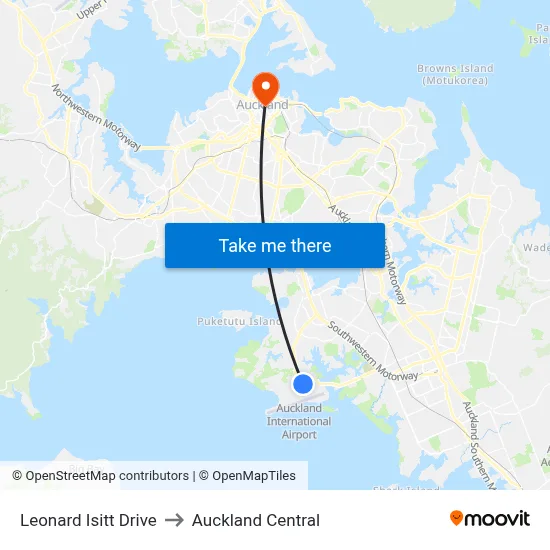 Leonard Isitt Drive to Auckland Central map