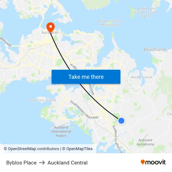 Byblos Place to Auckland Central map