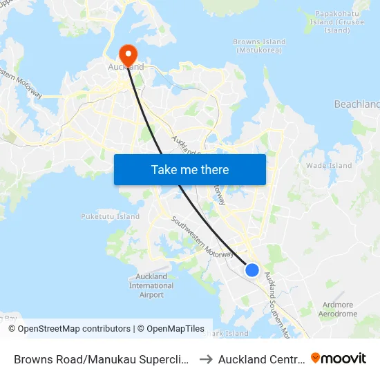 Browns Road/Manukau Superclinic to Auckland Central map