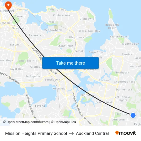 Mission Heights Primary School to Auckland Central map