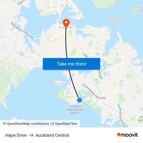 Hape Drive to Auckland Central map