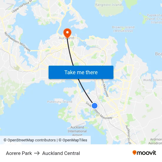 Aorere Park to Auckland Central map