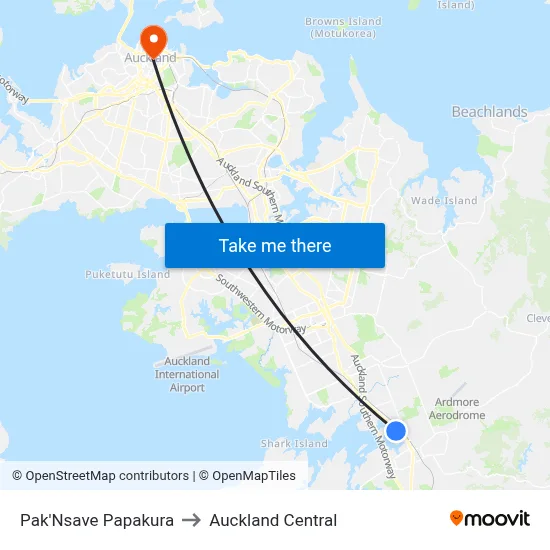 Pak'Nsave Papakura to Auckland Central map
