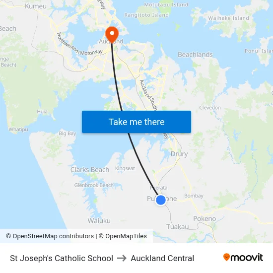 St Joseph's Catholic School to Auckland Central map