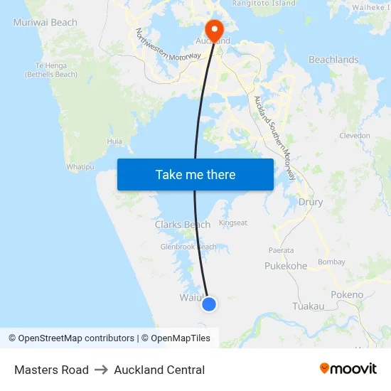 Masters Road to Auckland Central map