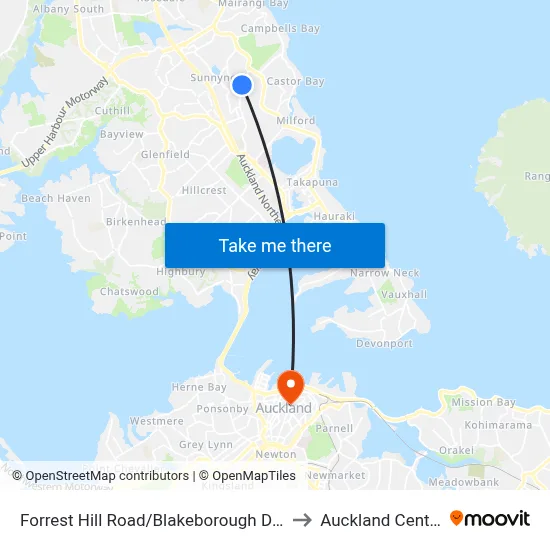 Forrest Hill Road/Blakeborough Drive to Auckland Central map