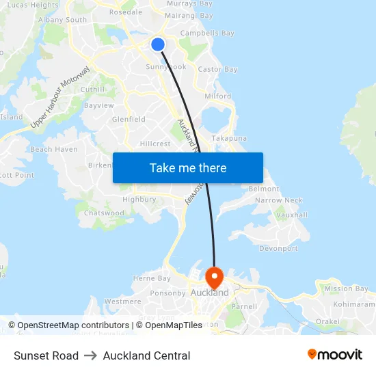 Sunset Road to Auckland Central map