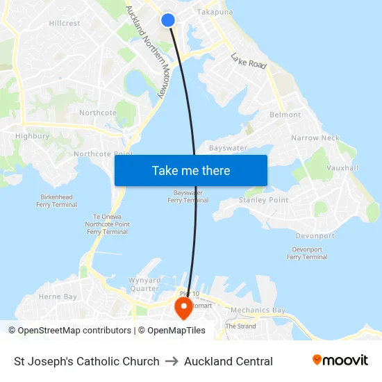 St Joseph's Catholic Church to Auckland Central map
