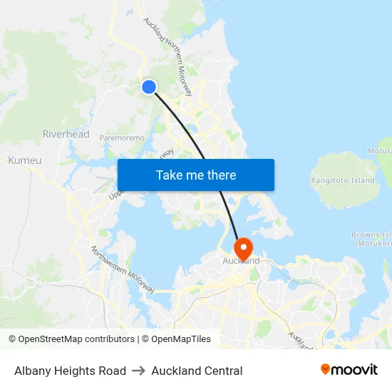 Albany Heights Road to Auckland Central map