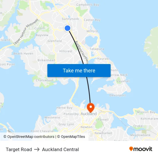 Target Road to Auckland Central map
