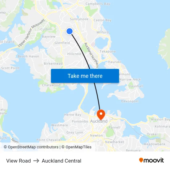 View Road to Auckland Central map