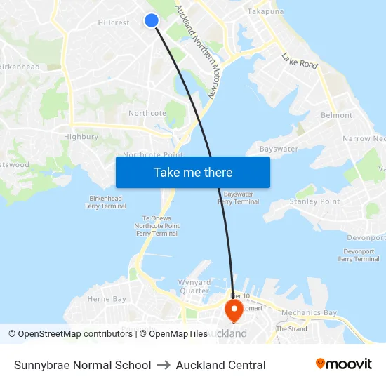 Sunnybrae Normal School to Auckland Central map