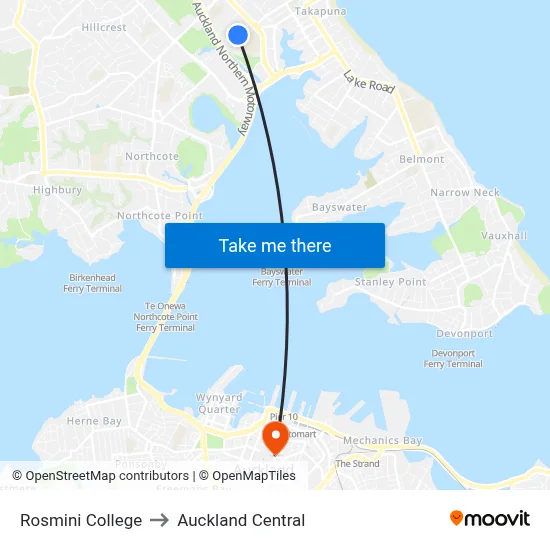 Rosmini College to Auckland Central map
