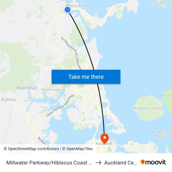 Millwater Parkway/Hibiscus Coast Highway to Auckland Central map