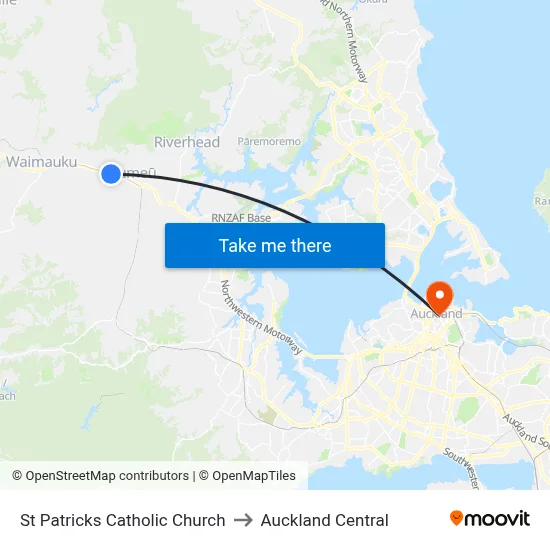 St Patricks Catholic Church to Auckland Central map
