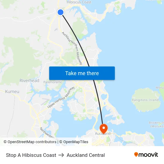 Stop A Hibiscus Coast to Auckland Central map