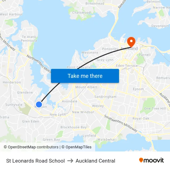 St Leonards Road School to Auckland Central map