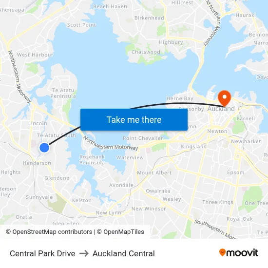 Central Park Drive to Auckland Central map