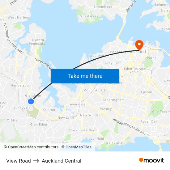 View Road to Auckland Central map