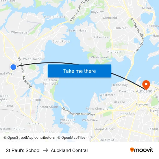 St Paul's School to Auckland Central map