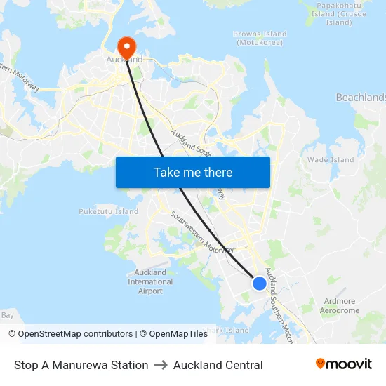 Stop A Manurewa Station to Auckland Central map