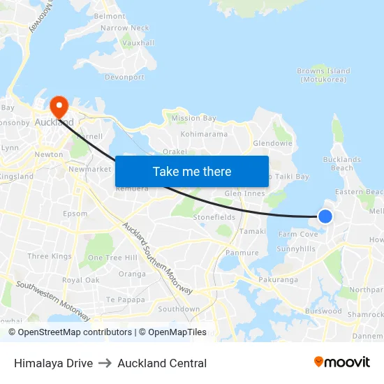 Himalaya Drive to Auckland Central map