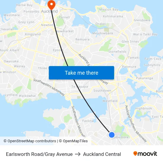 Earlsworth Road/Gray Avenue to Auckland Central map