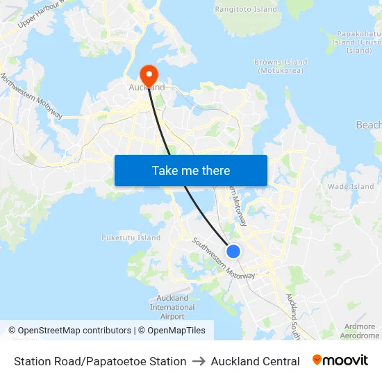 Station Road/Papatoetoe Station to Auckland Central map