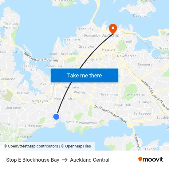 Stop E Blockhouse Bay to Auckland Central map
