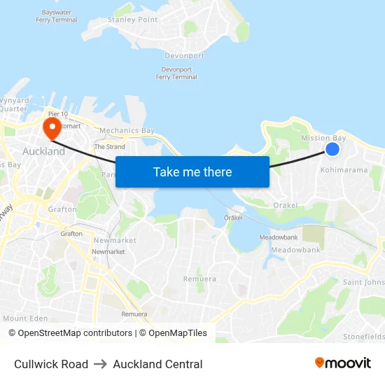 Cullwick Road to Auckland Central map