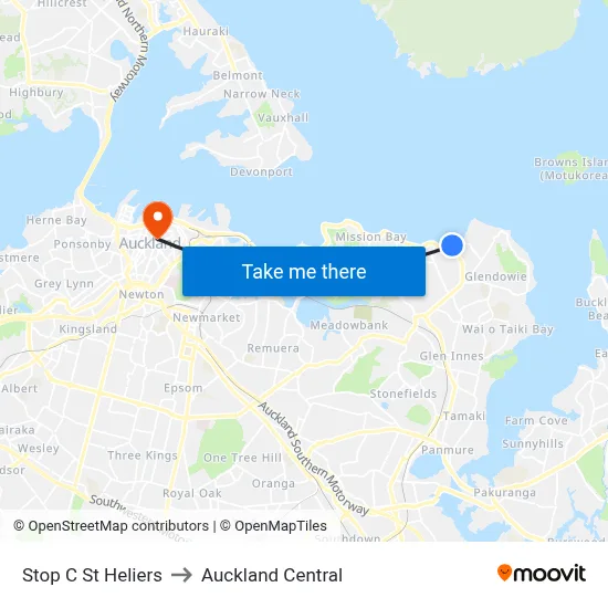 Stop C St Heliers to Auckland Central map