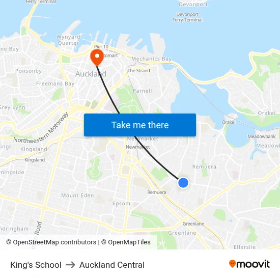 King's School to Auckland Central map