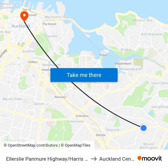 Ellerslie Panmure Highway/Harris Road to Auckland Central map