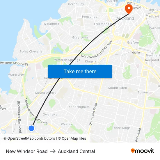 New Windsor Road to Auckland Central map