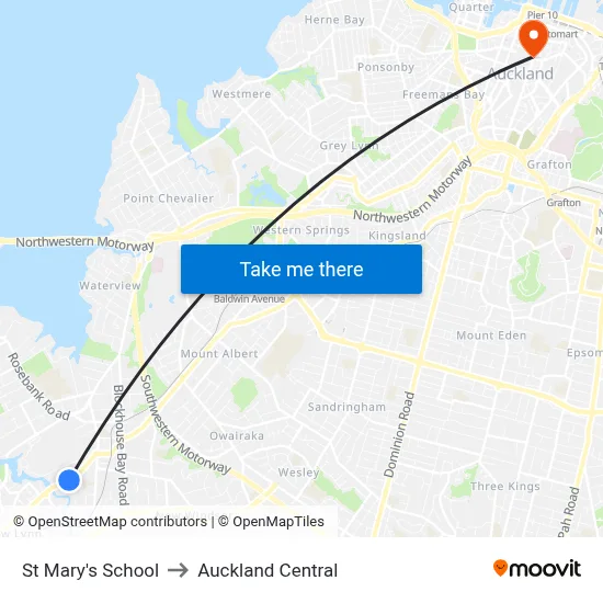 St Mary's School to Auckland Central map