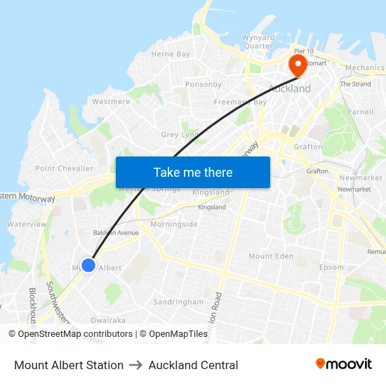 Mount Albert Station to Auckland Central map